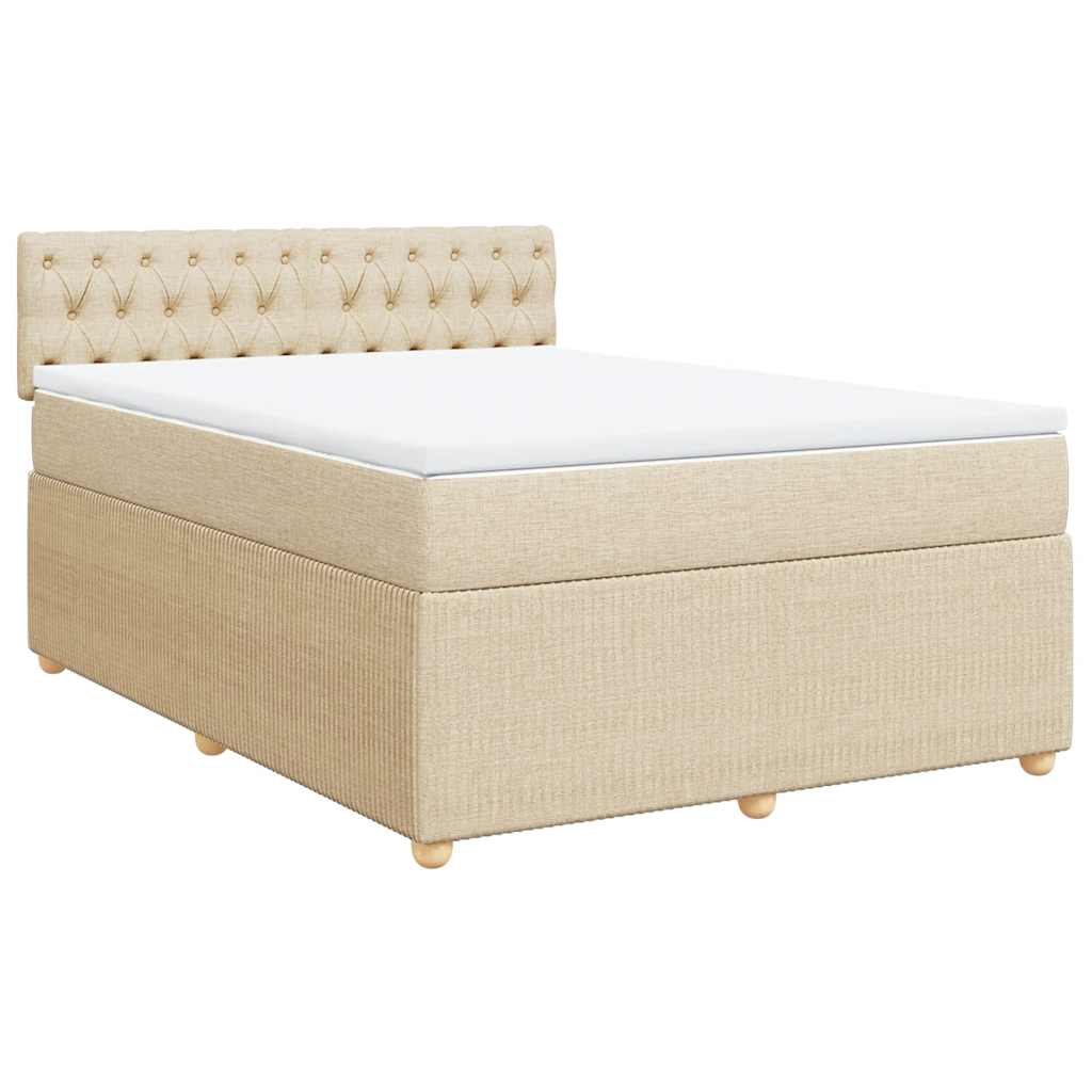 Boxspringbett mit Matratze Creme 140x190 cm Stoff