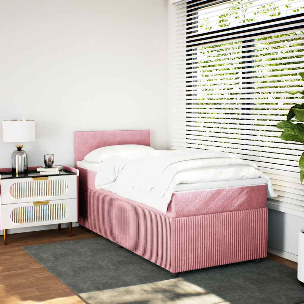 Boxspringbett mit Matratze Rosa 90x190 cm Samt