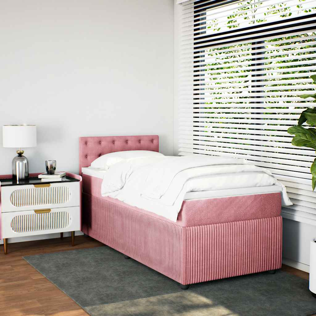 Boxspringbett mit Matratze Rosa 90x200 cm Samt