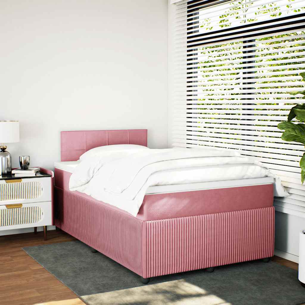 Boxspringbett mit Matratze Rosa 120x190 cm Samt