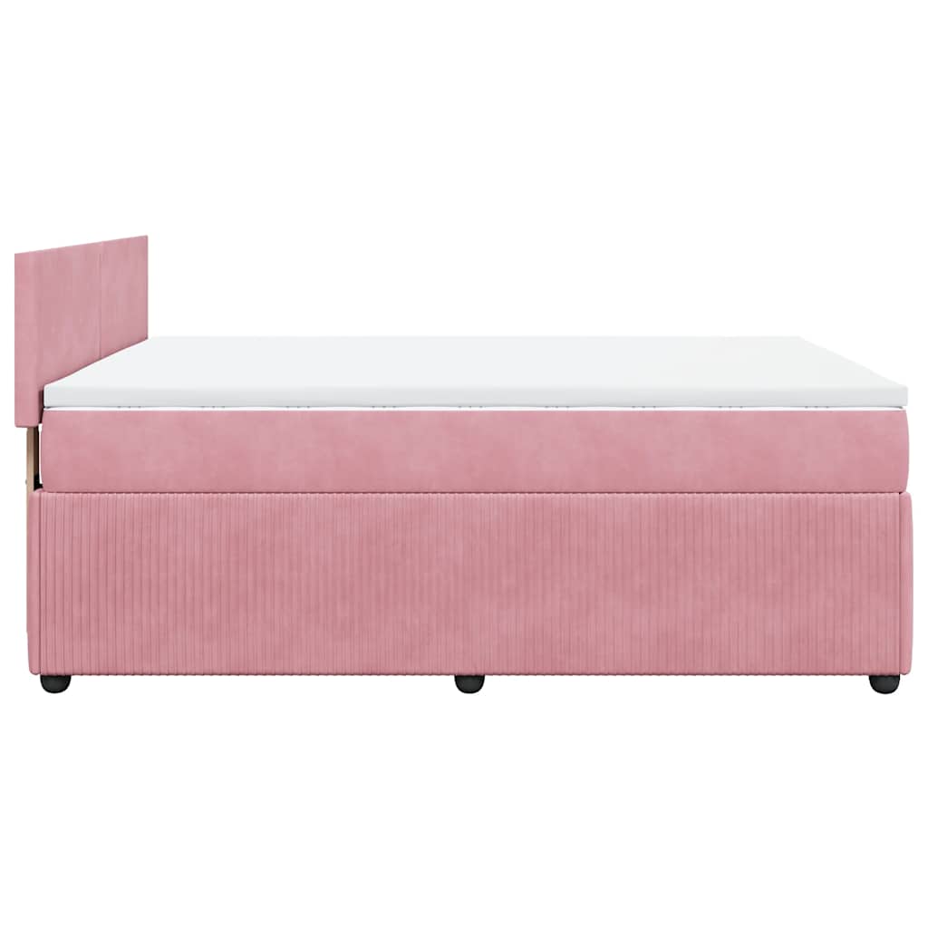 Boxspringbett mit Matratze Rosa 140x190 cm Samt