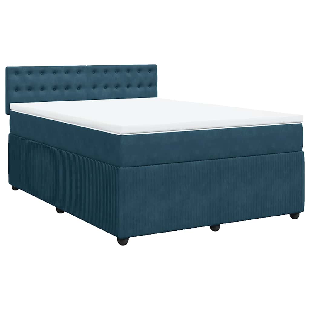 Boxspringbett mit Matratze Blau 140x190 cm Samt