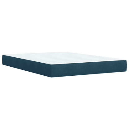 Boxspringbett mit Matratze Blau 140x190 cm Samt