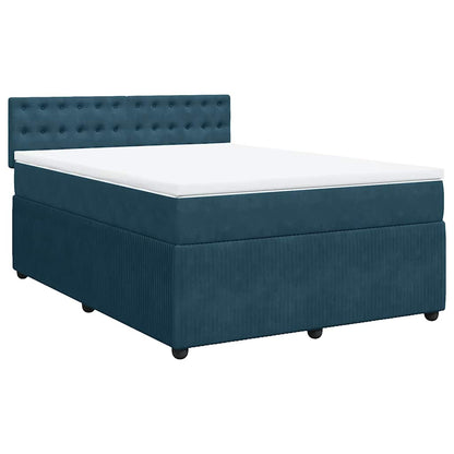 Boxspringbett mit Matratze Blau 140x200 cm Samt