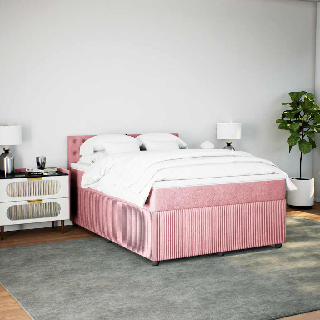 Boxspringbett mit Matratze Rosa 160x200 cm Samt
