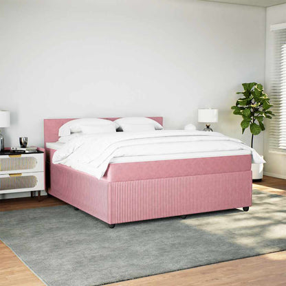 Boxspringbett mit Matratze Rosa 180x200 cm Samt
