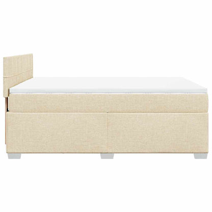 Boxspringbett mit Matratze Creme 140x190 cm Stoff