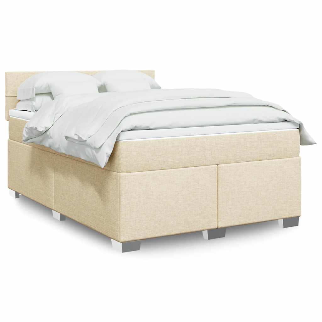 Boxspringbett mit Matratze Creme 140x190 cm Stoff