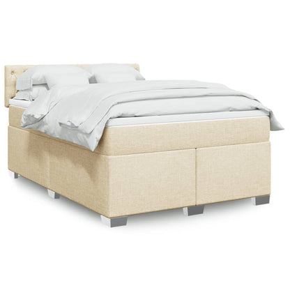 Boxspringbett mit Matratze Creme 140x190 cm Stoff