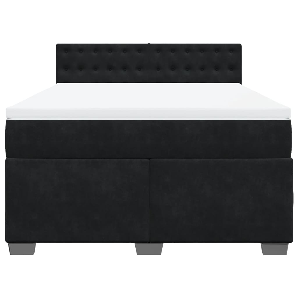 Boxspringbett mit Matratze Schwarz 140x190 cm Samt
