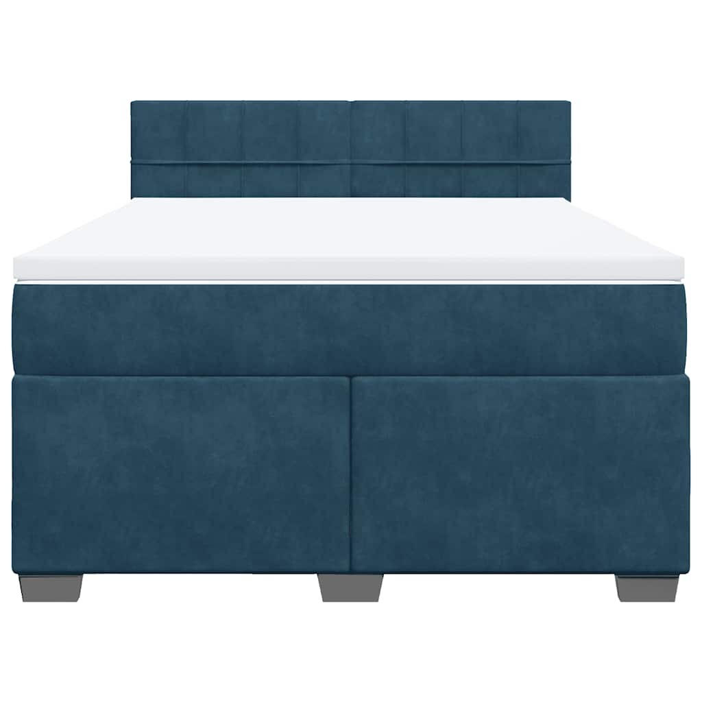 Boxspringbett mit Matratze Blau 140x200 cm Samt