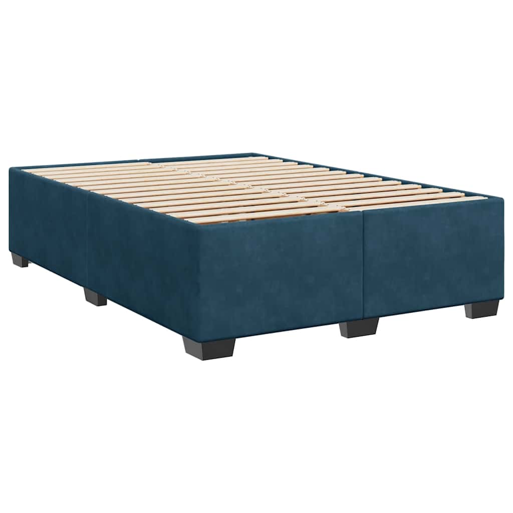 Boxspringbett mit Matratze Blau 140x200 cm Samt
