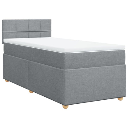 Boxspringbett mit Matratze Hellgrau 100x200 cm Stoff