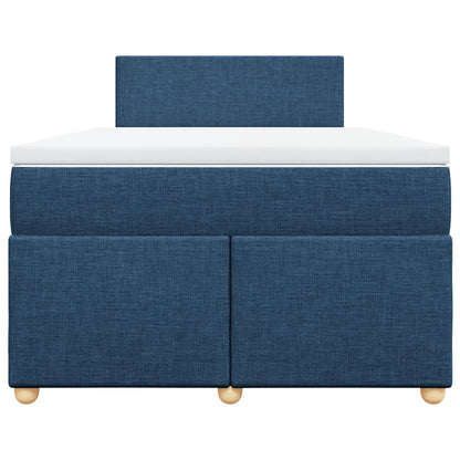 Boxspringbett mit Matratze Blau 120x200 cm Stoff