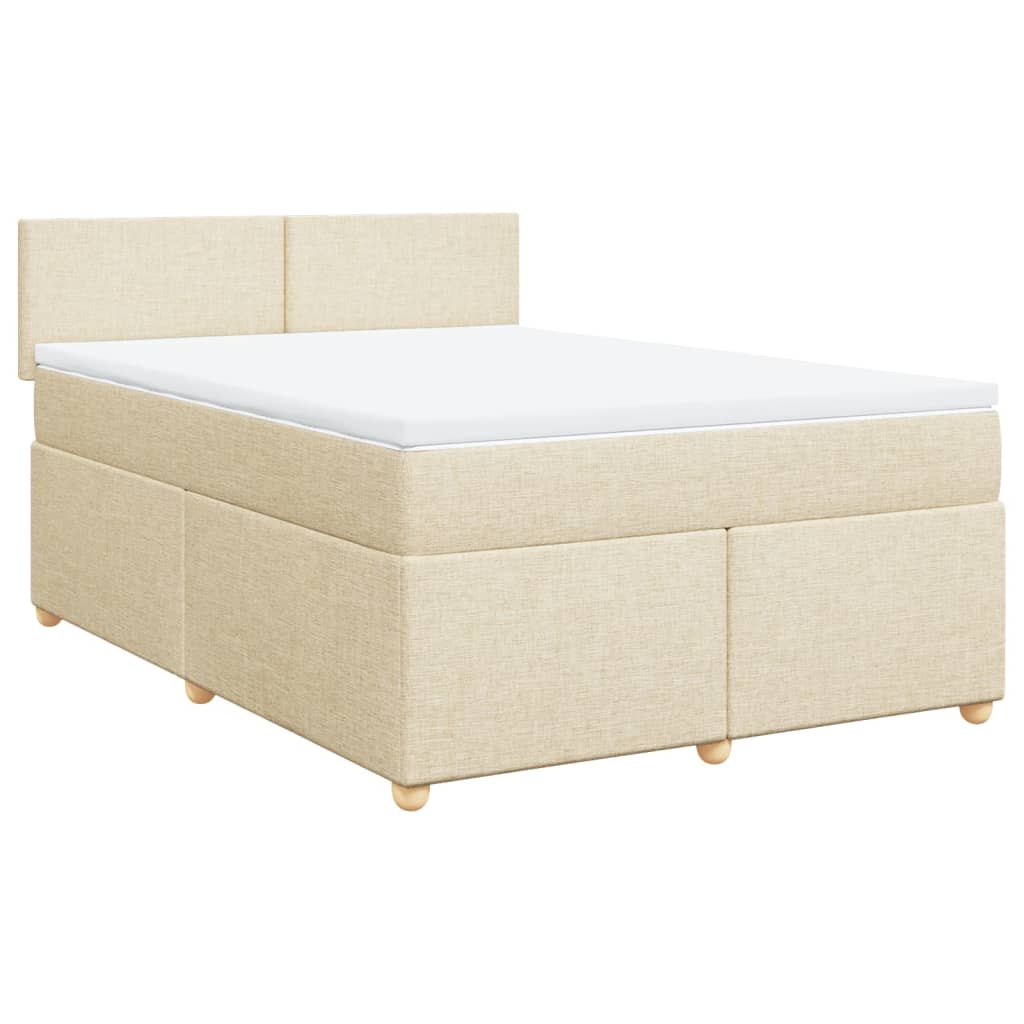 Boxspringbett mit Matratze Creme 140x190 cm Stoff