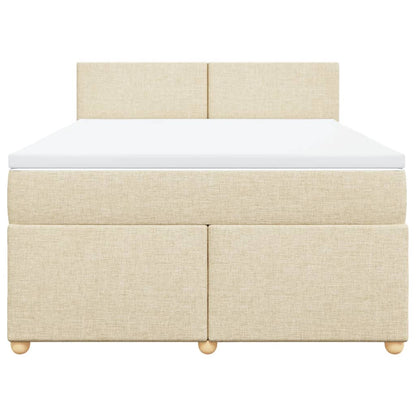 Boxspringbett mit Matratze Creme 140x190 cm Stoff