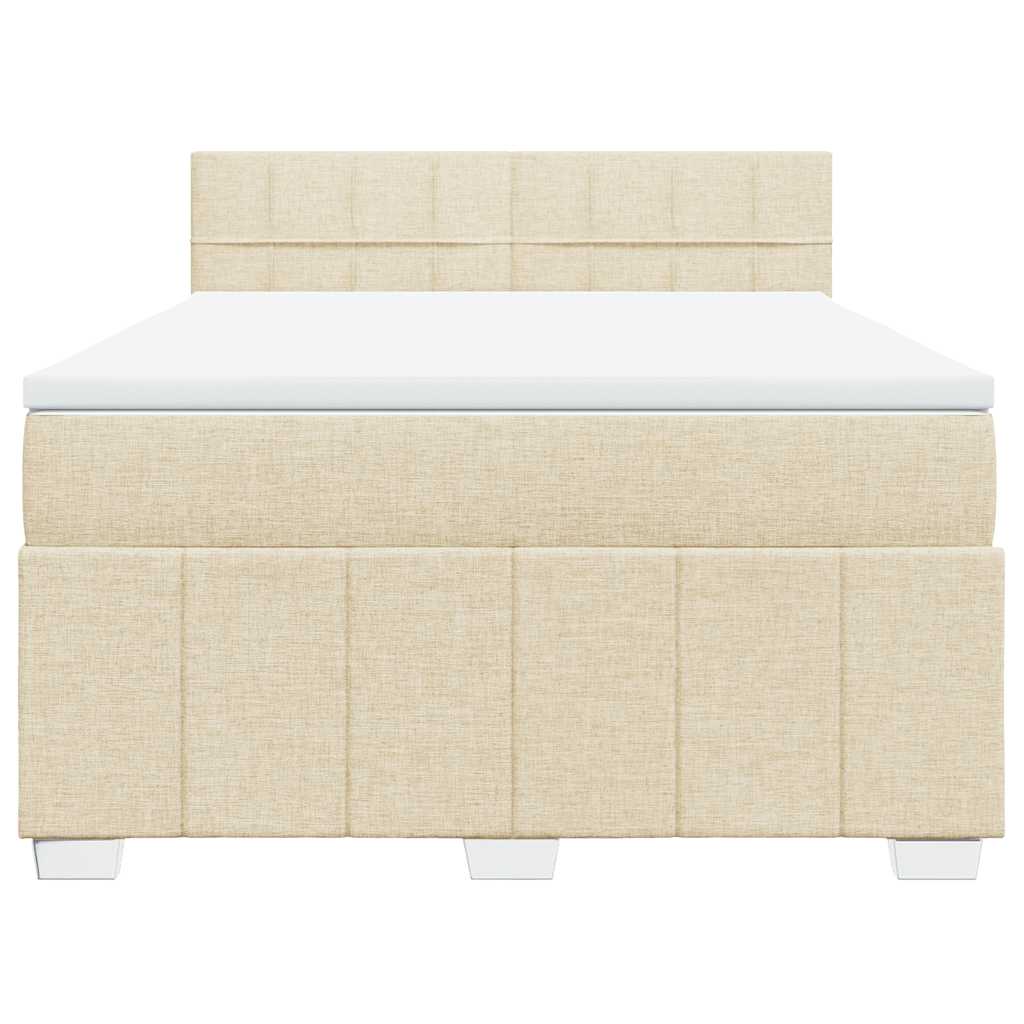 Boxspringbett mit Matratze Creme 140x190 cm Stoff
