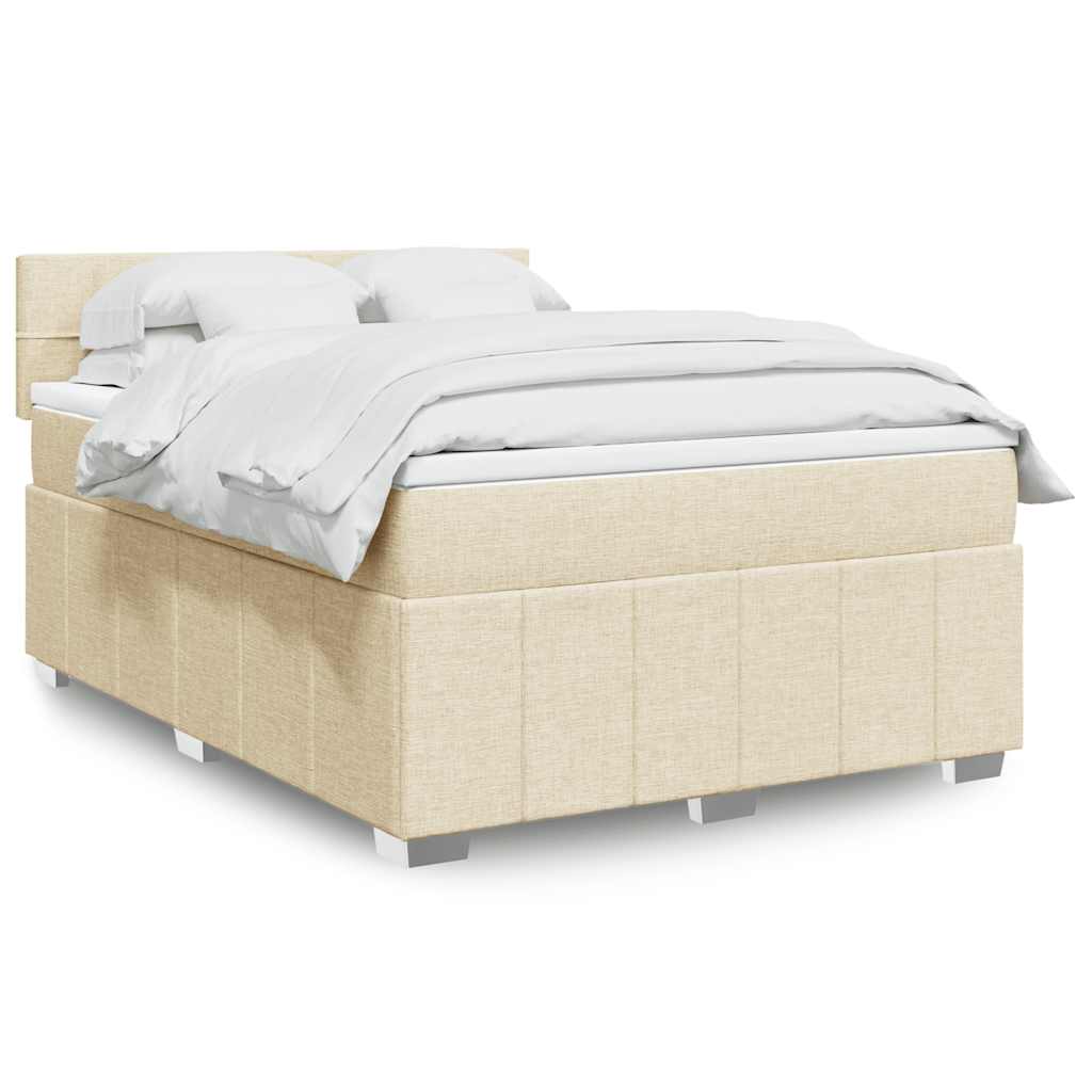 Boxspringbett mit Matratze Creme 140x190 cm Stoff