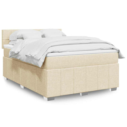 Boxspringbett mit Matratze Creme 140x190 cm Stoff