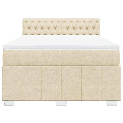 Boxspringbett mit Matratze Creme 140x190 cm Stoff