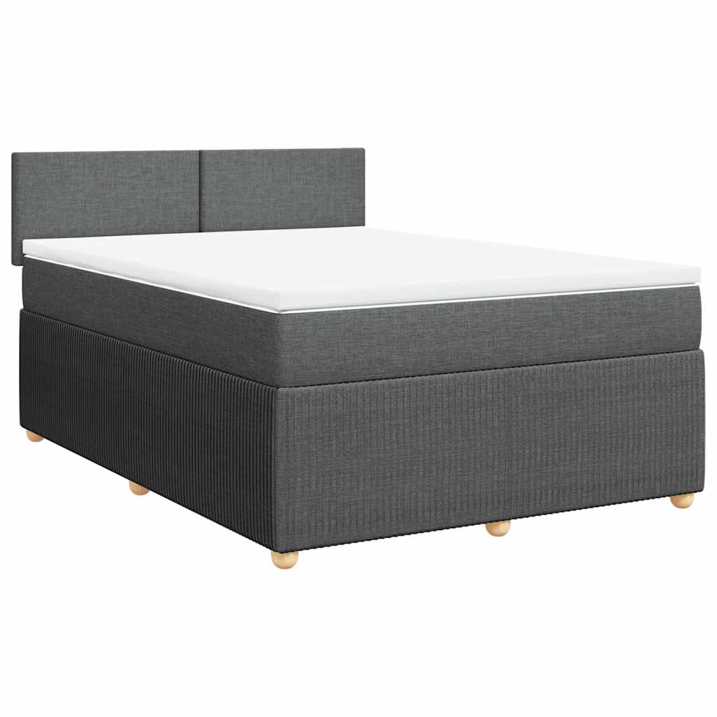 Boxspringbett mit Matratze Dunkelgrau 140x190 cm Stoff