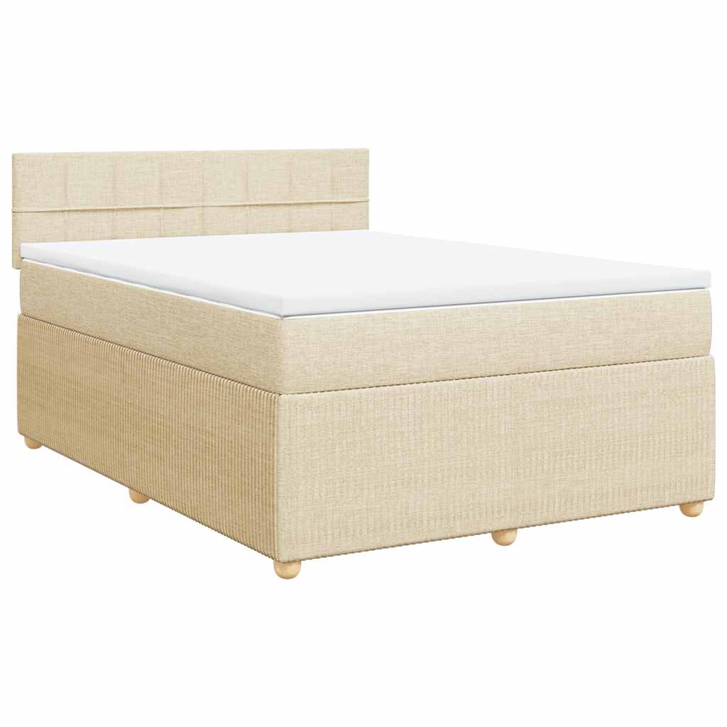 Boxspringbett mit Matratze Creme 140x190 cm Stoff