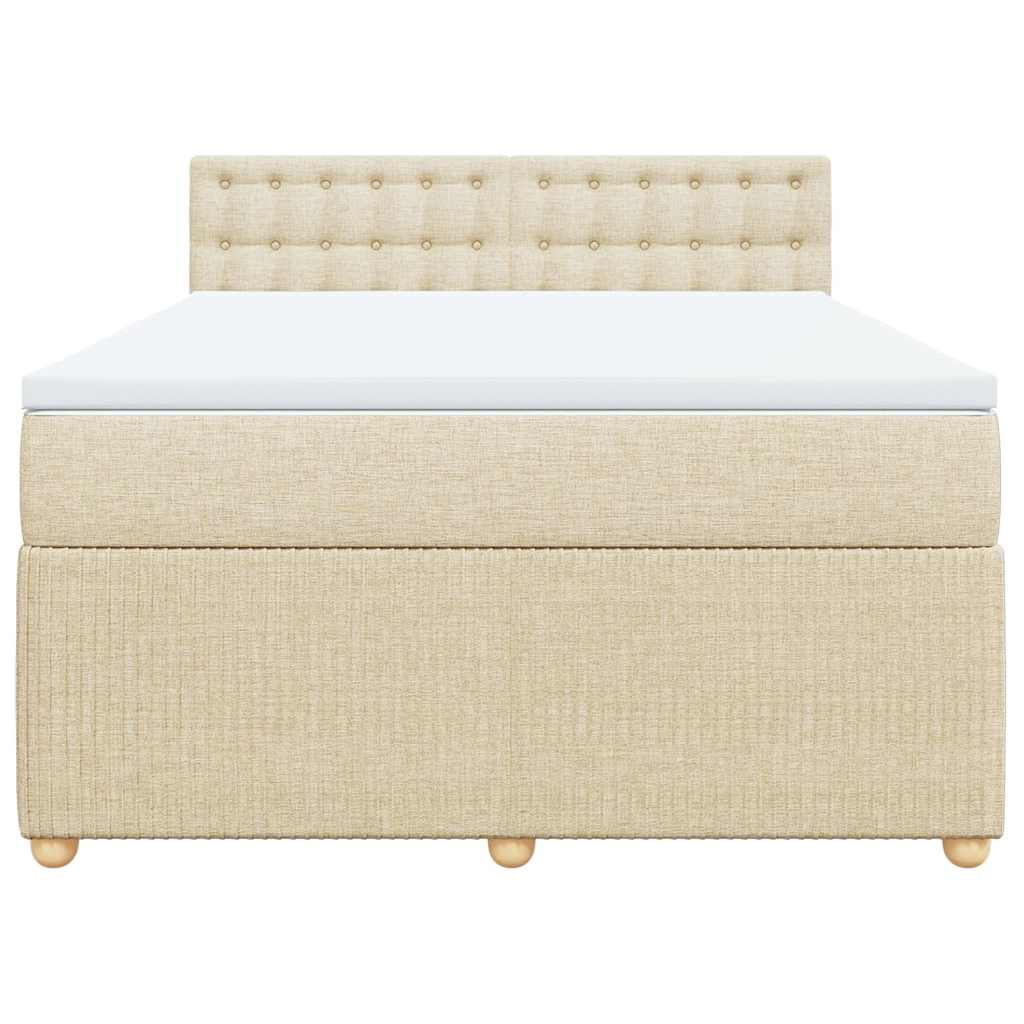 Boxspringbett mit Matratze Creme 140x190 cm Stoff