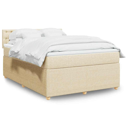 Boxspringbett mit Matratze Creme 140x190 cm Stoff