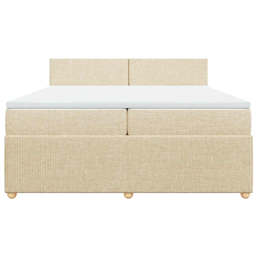 Boxspringbett mit Matratze Creme 200x200 cm Stoff