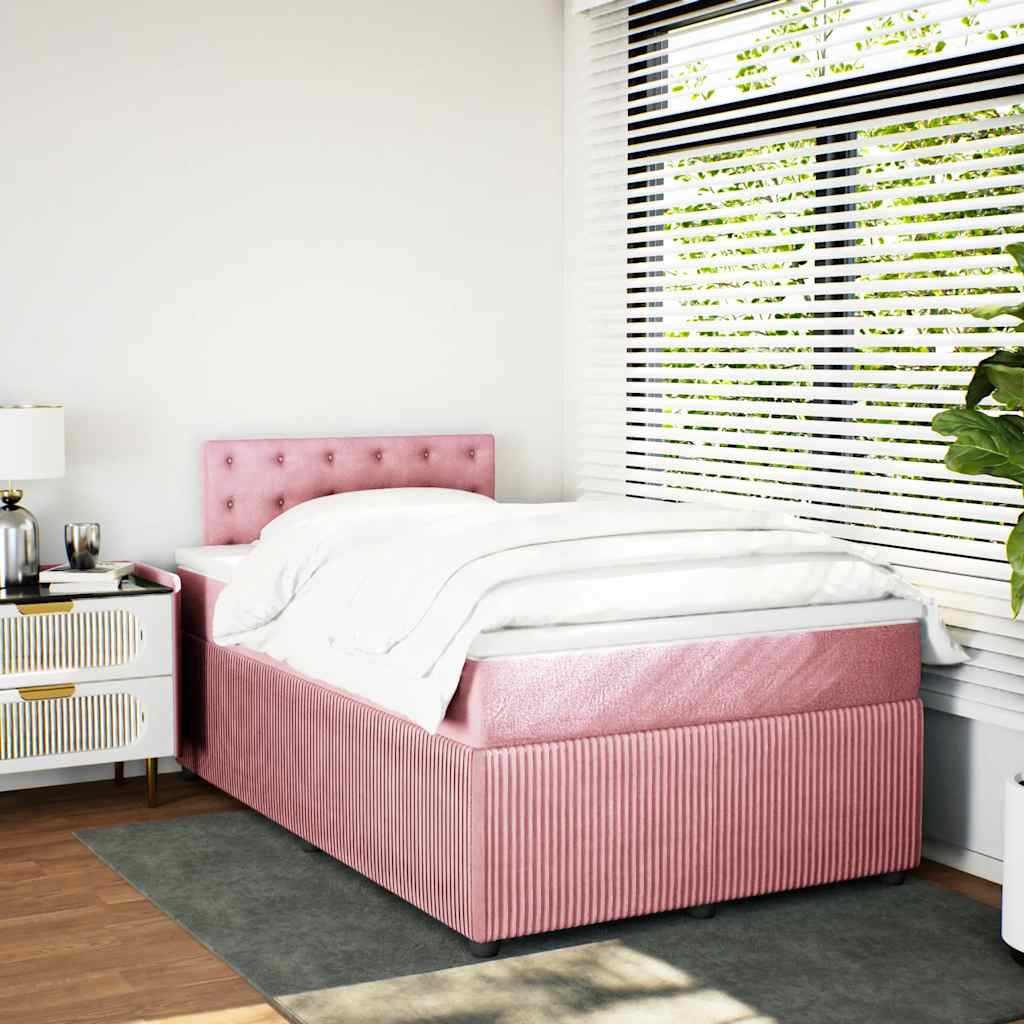 Boxspringbett mit Matratze Rosa 120x190 cm Samt