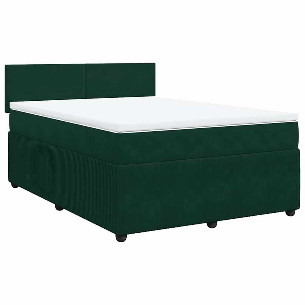 Boxspringbett mit Matratze Dunkelgrün 140x190 cm Samt