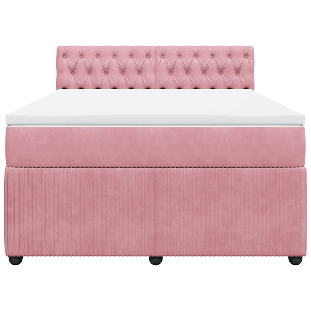 Boxspringbett mit Matratze Rosa 140x190 cm Samt