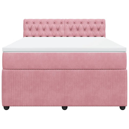 Boxspringbett mit Matratze Rosa 140x190 cm Samt