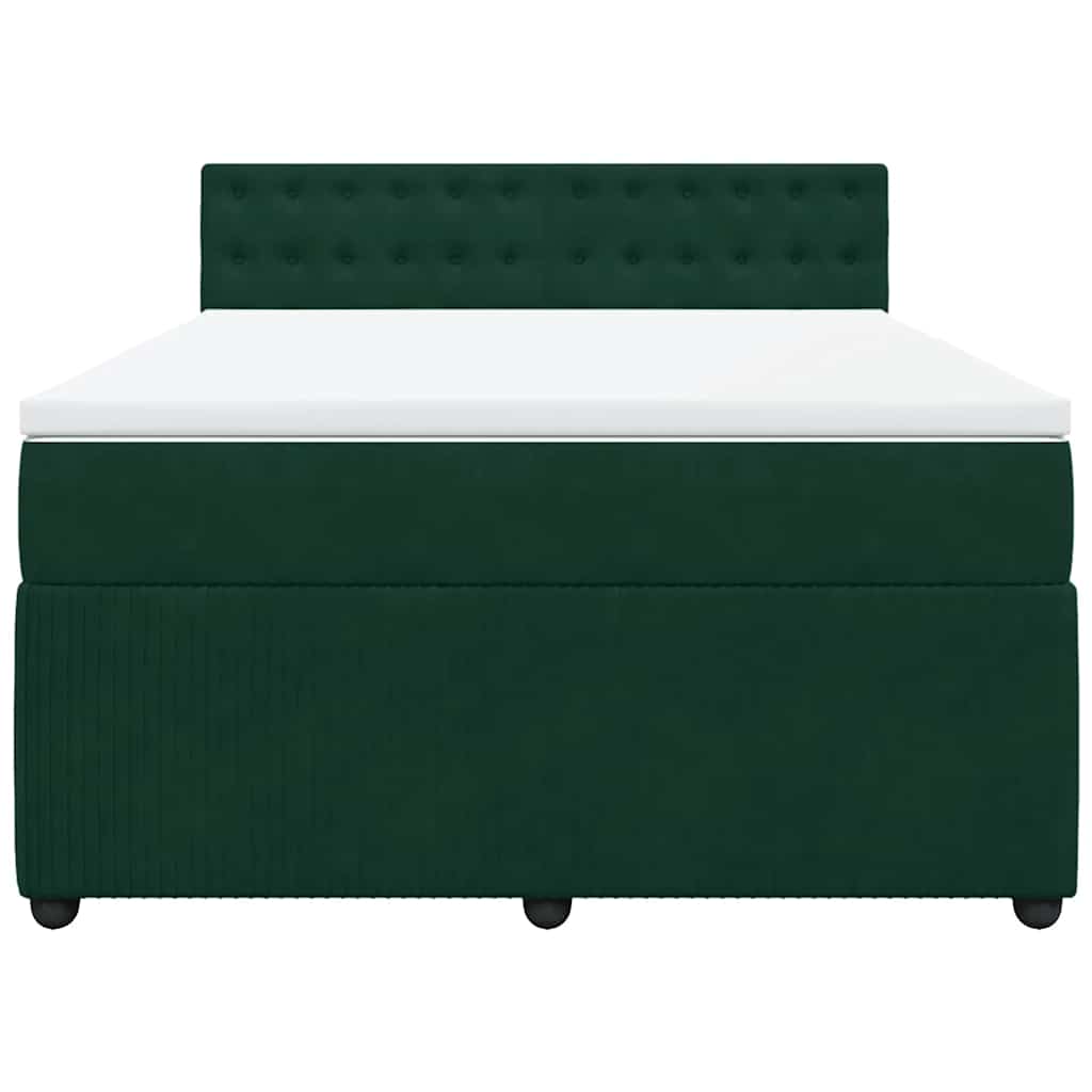 Boxspringbett mit Matratze Dunkelgrün 140x190 cm Samt