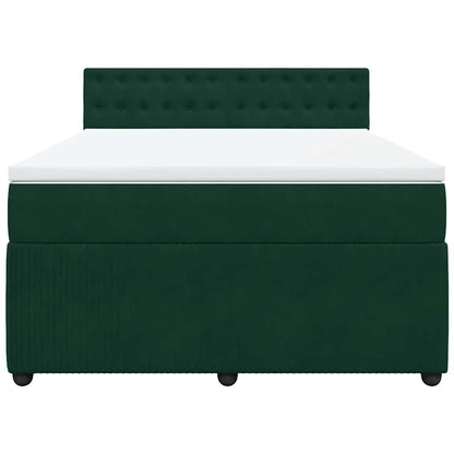 Boxspringbett mit Matratze Dunkelgrün 140x190 cm Samt