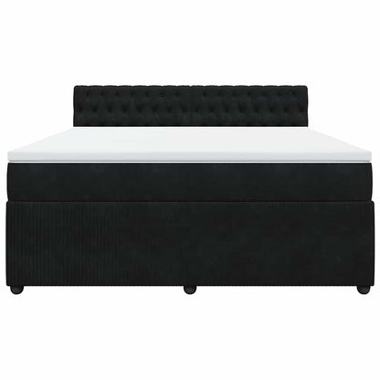 Boxspringbett mit Matratze Schwarz 180x200 cm Samt