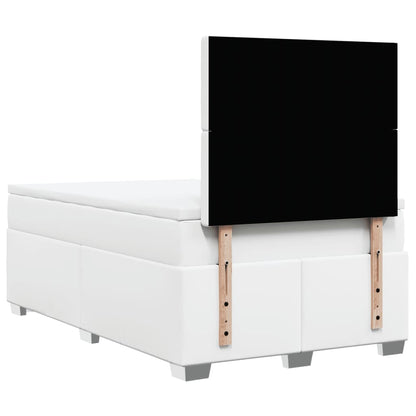 Boxspringbett mit Matratze Weiß 120x190 cm Kunstleder