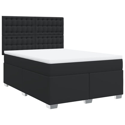 Boxspringbett mit Matratze Schwarz 140x190 cm Kunstleder