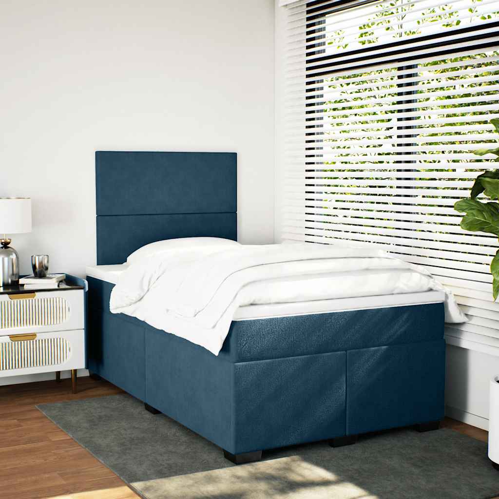 Boxspringbett mit Matratze Blau 120x200 cm Samt