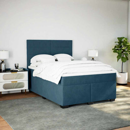 Boxspringbett mit Matratze Blau 140x190 cm Samt