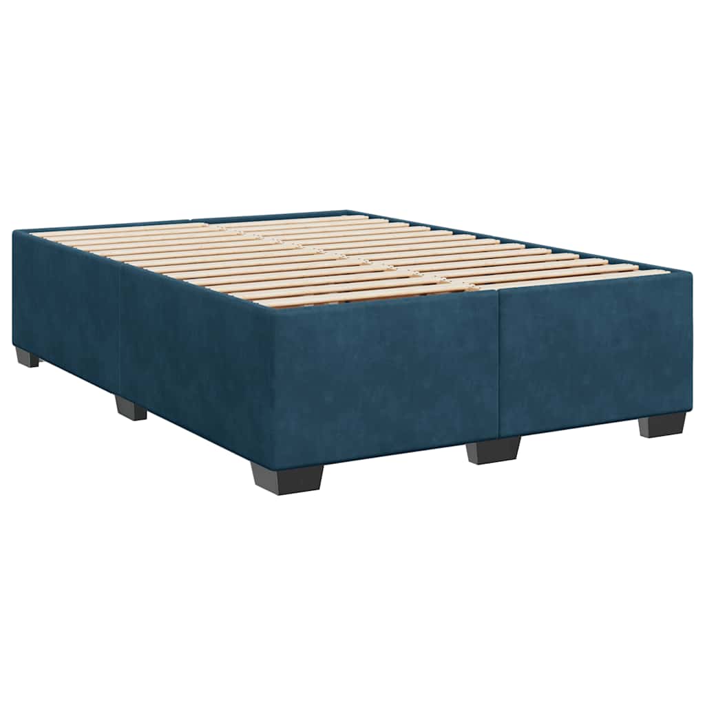 Boxspringbett mit Matratze Blau 140x190 cm Samt