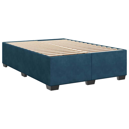 Boxspringbett mit Matratze Blau 140x200 cm Samt
