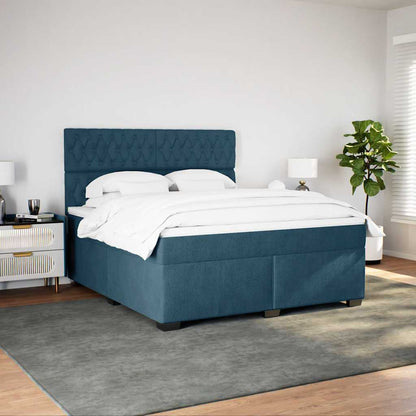 Boxspringbett mit Matratze Blau 180x200 cm Samt