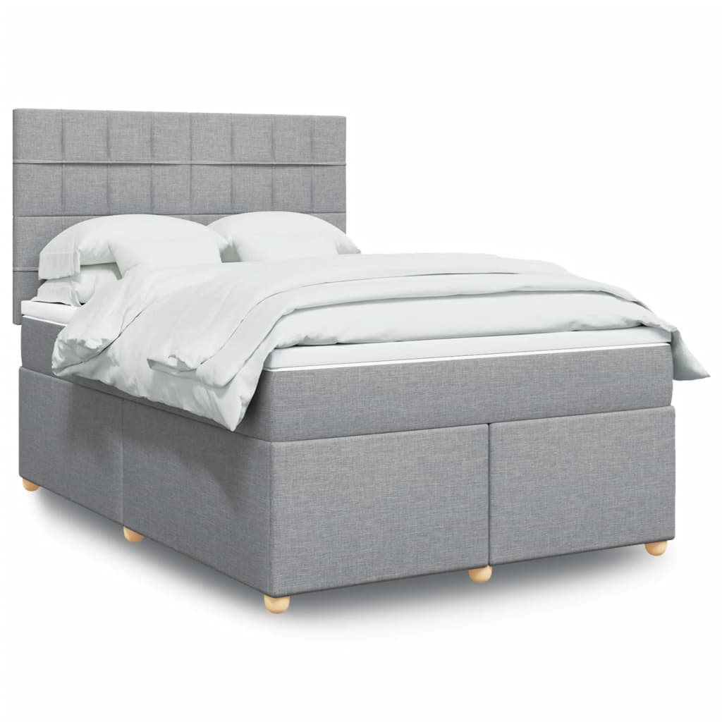Boxspringbett mit Matratze Hellgrau 140x190 cm Stoff