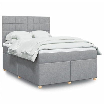 Boxspringbett mit Matratze Hellgrau 140x190 cm Stoff