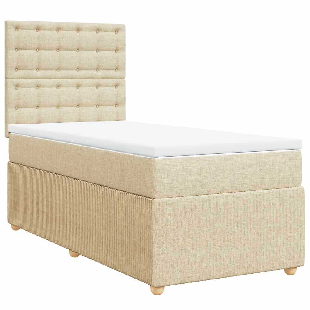Boxspringbett mit Matratze Creme 90x200 cm Stoff