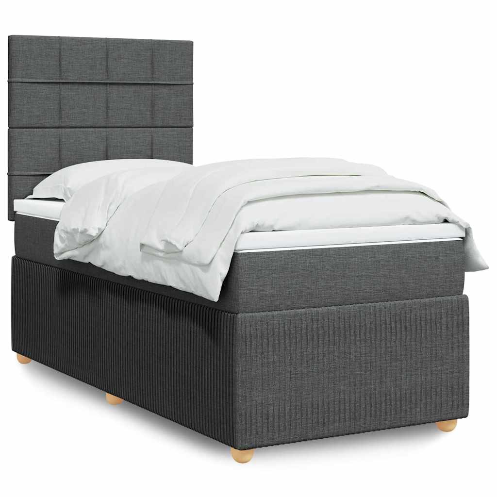 Boxspringbett mit Matratze Dunkelgrau 100x200 cm Stoff
