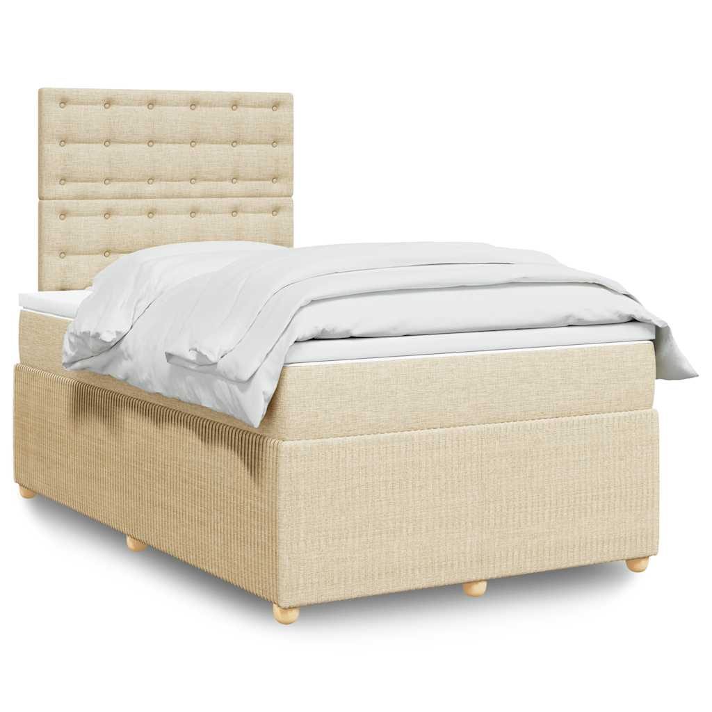 Boxspringbett mit Matratze Creme 120x190 cm Stoff