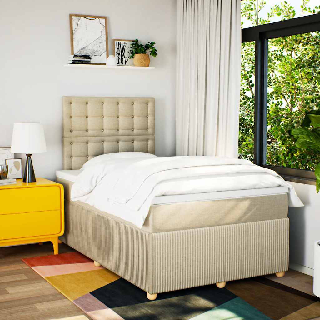 Boxspringbett mit Matratze Creme 120x200 cm Stoff