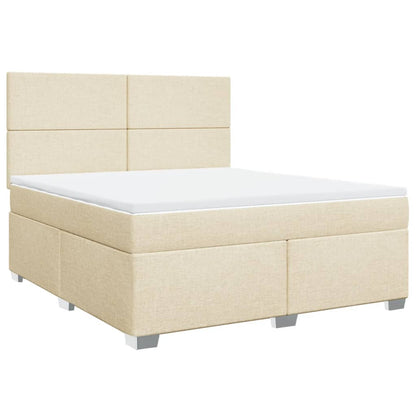 Boxspringbett mit Matratze Creme 180x200 cm Stoff